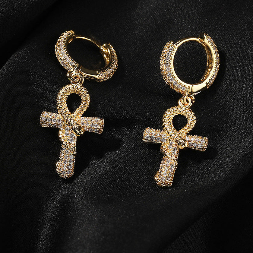 Hip-hop Anhe snake zircon earrings